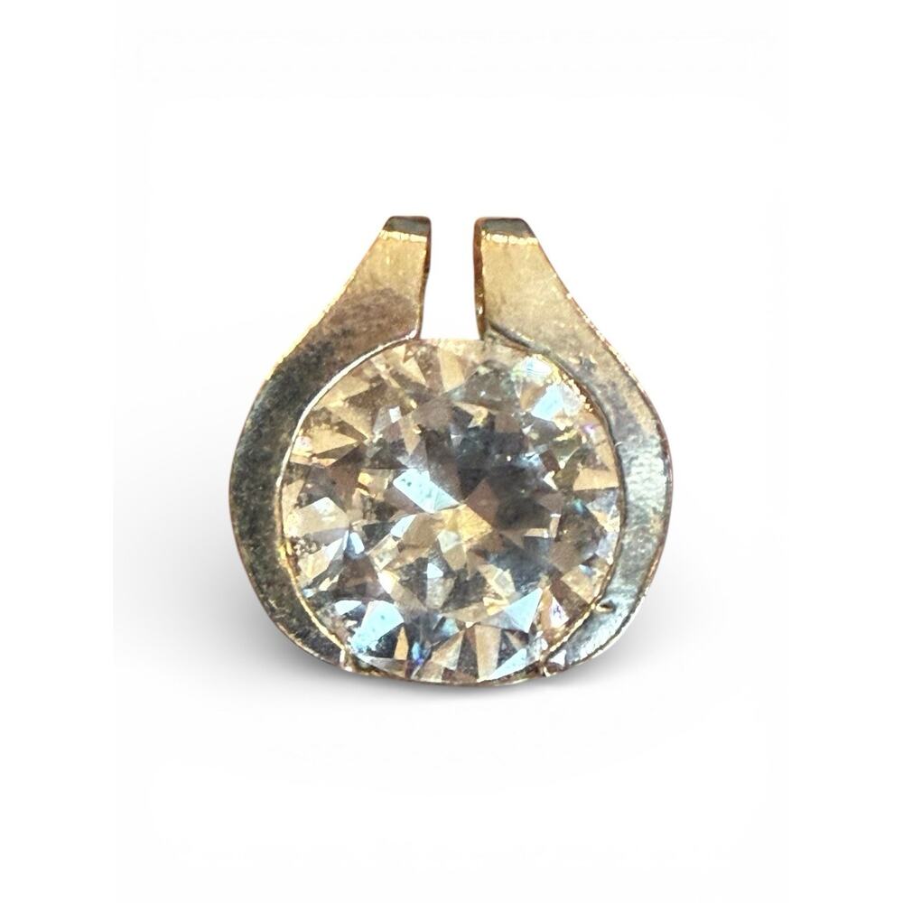 925 Sterling Silver Brilliant Cubic Zirconia CZ Round Bezel Set Slide Pendant